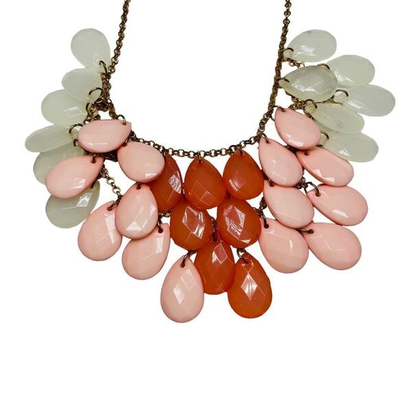 NWT Handmade Pink, Red & White Statement Necklace - Picture 6 of 12